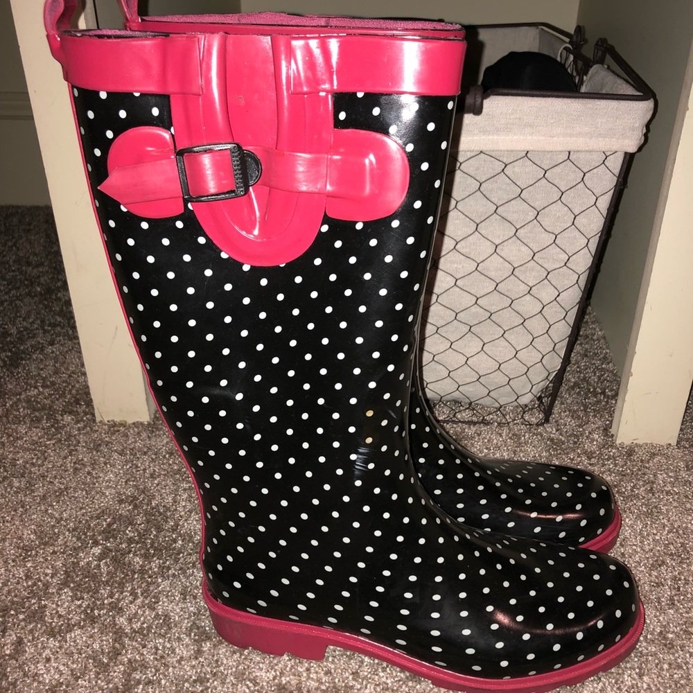 Polka dot rain boots